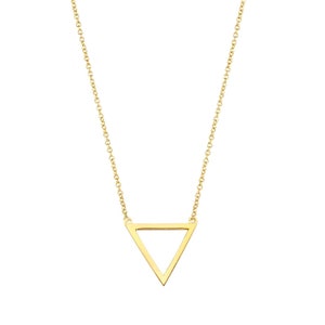 14K triangle pendant necklace /14K gold triangle necklace/Wonderful necklace gift