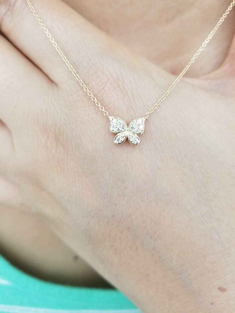 Butterfly Necklace/diamond Butterfly Necklace/cute Butterfly Etsy