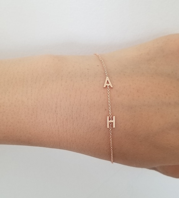 Letter H Bracelet in 14k Gold