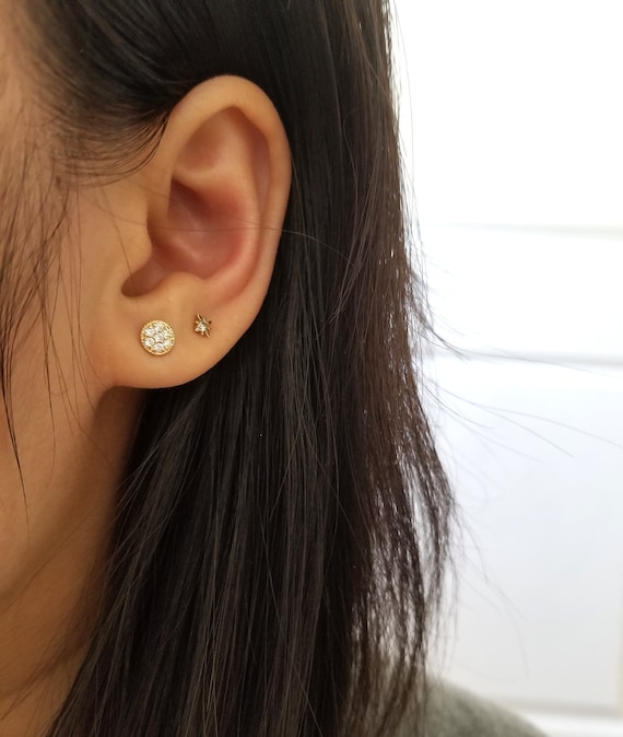 14K Gold Mini Diamond Studs