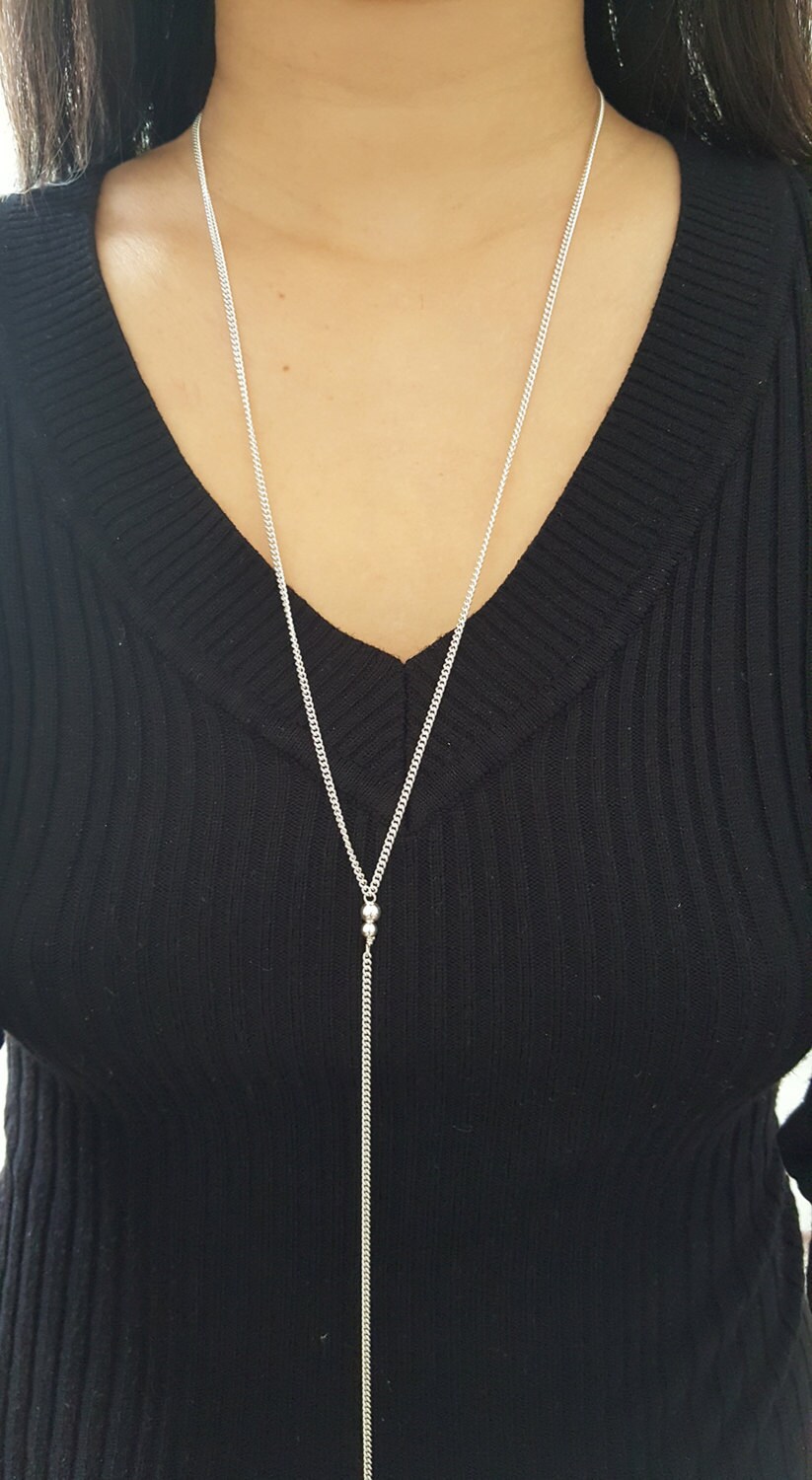 Y necklace/sterling silver Y necklace/silver lariat Etsy