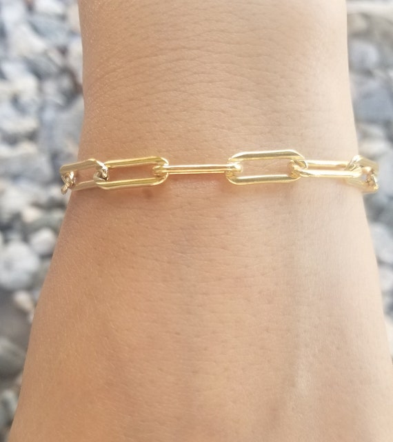 Gold rectangle link bracelet hotsell