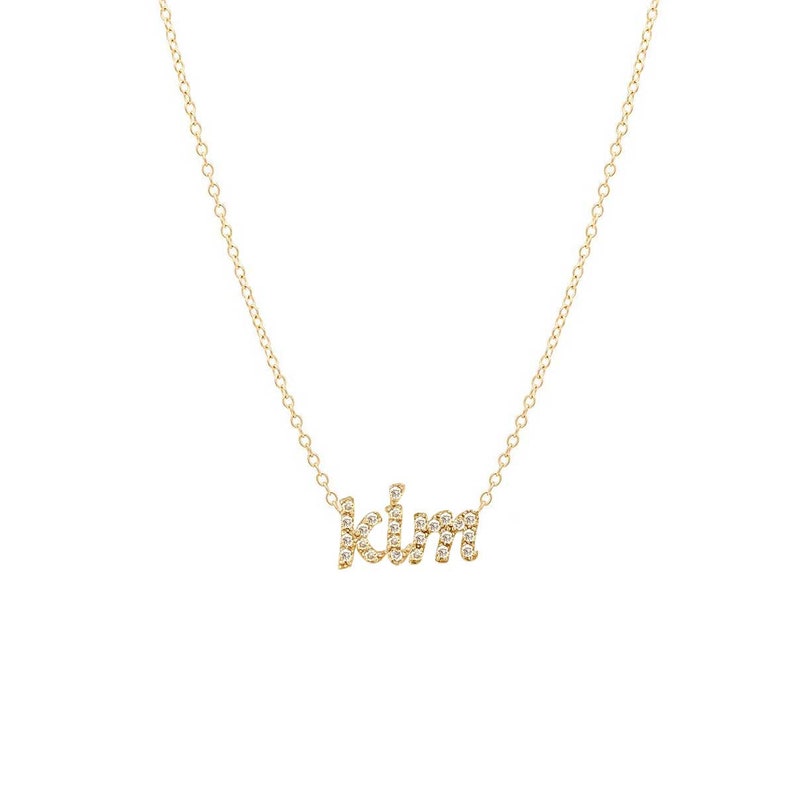 Diamond Name Necklace 14K Gold / Multiple Lowercase Initial Necklace image 1