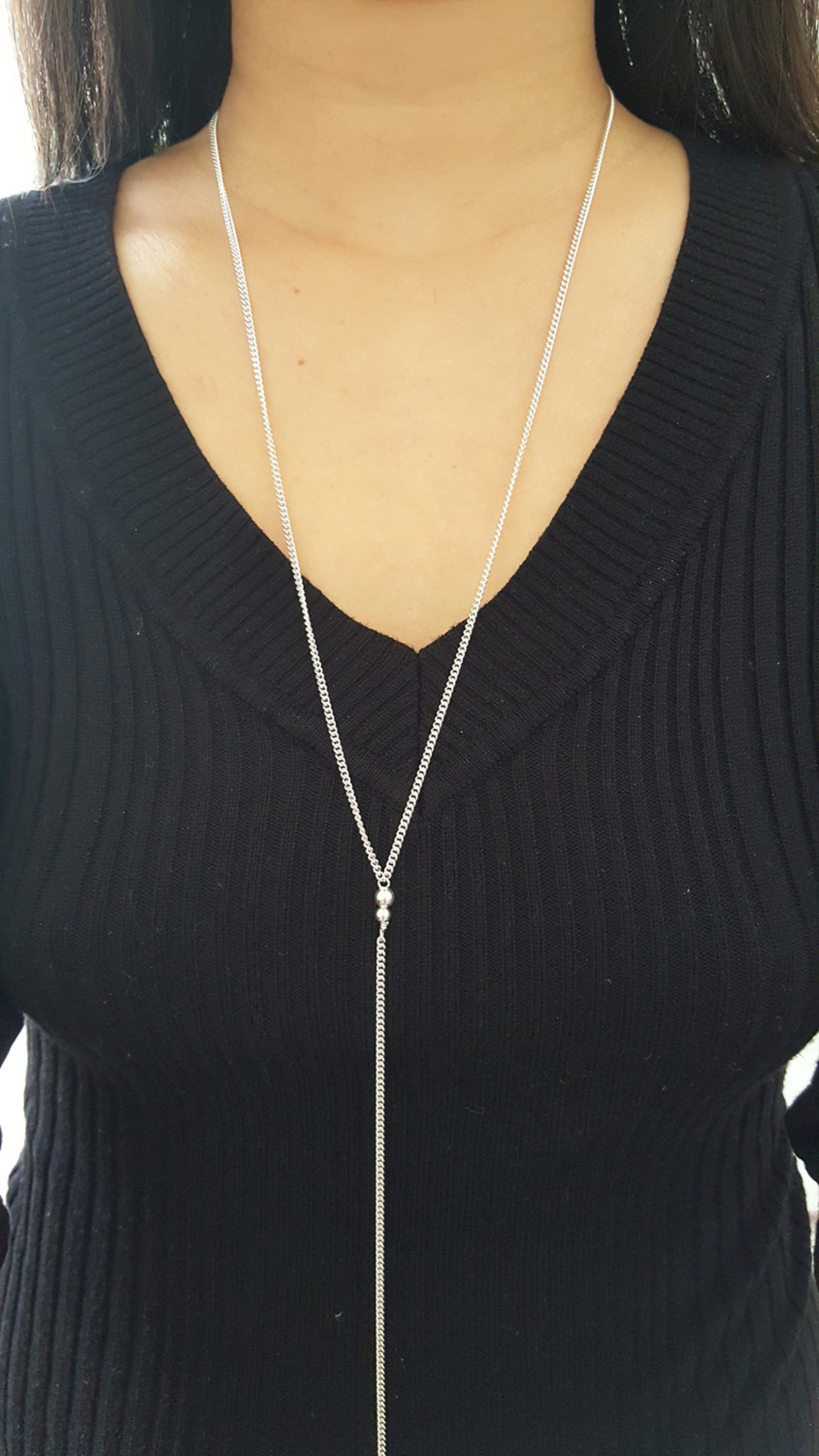 Y Necklace/sterling Silver Y Necklace/silver Lariat Etsy