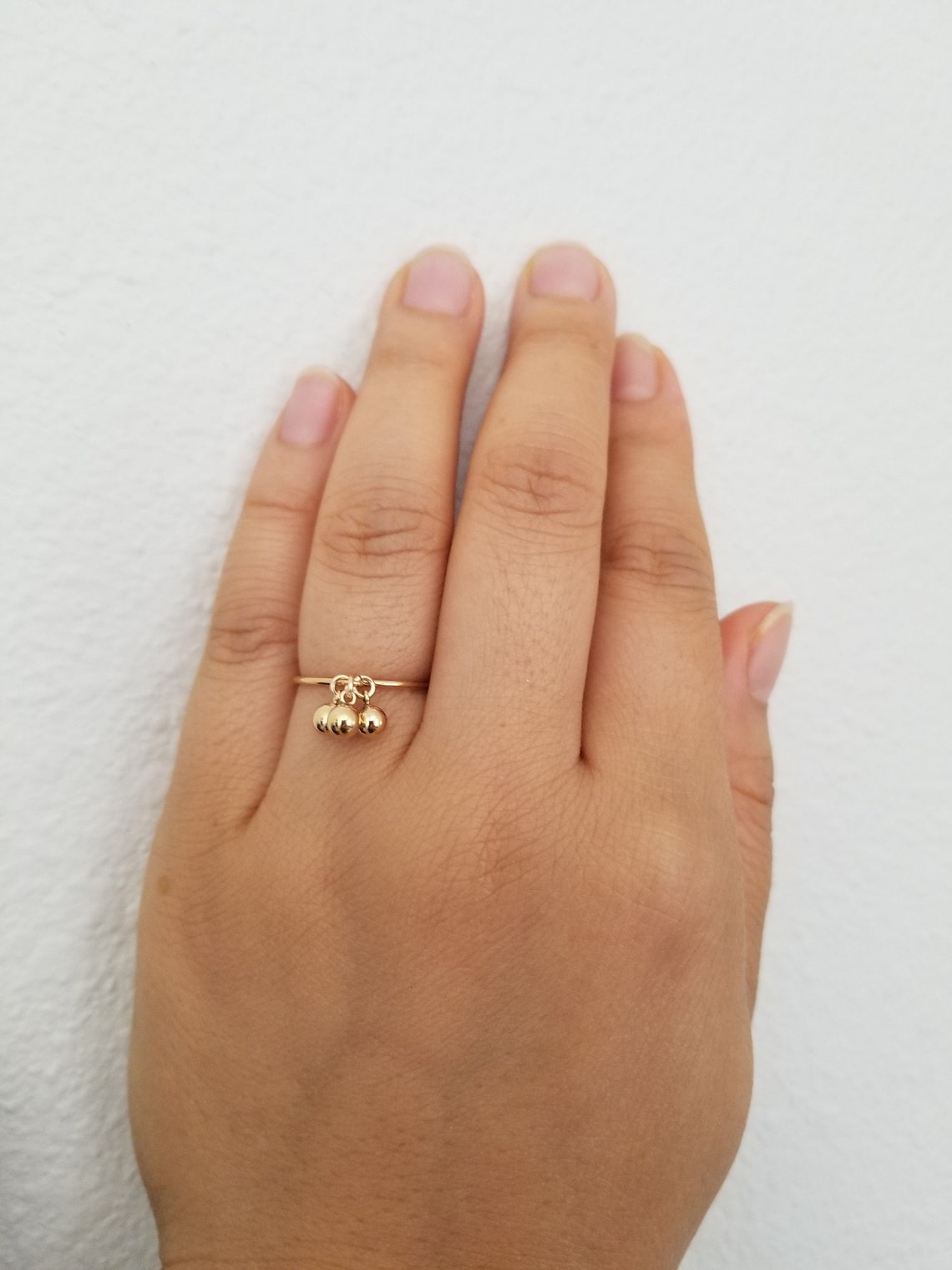 Ball Bead Dangle Ring/stacking Ring/cute Ring/gold Filled Etsy