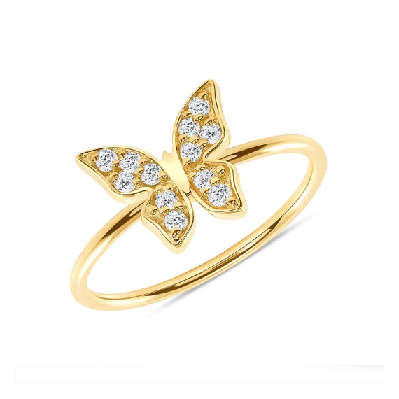 Gold diamond butterfly best sale ring