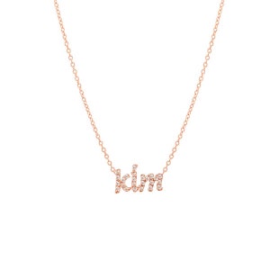 Diamond Name Necklace 14K Gold / Multiple Lowercase Initial Necklace image 3