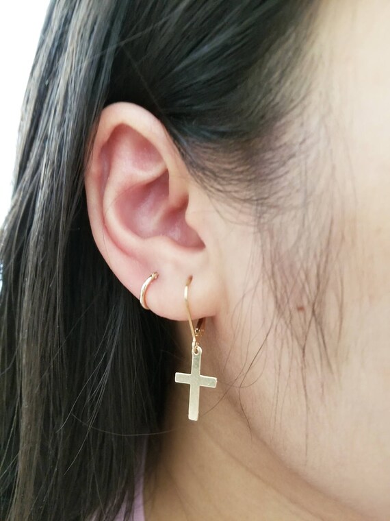 Leverback cross best sale earrings