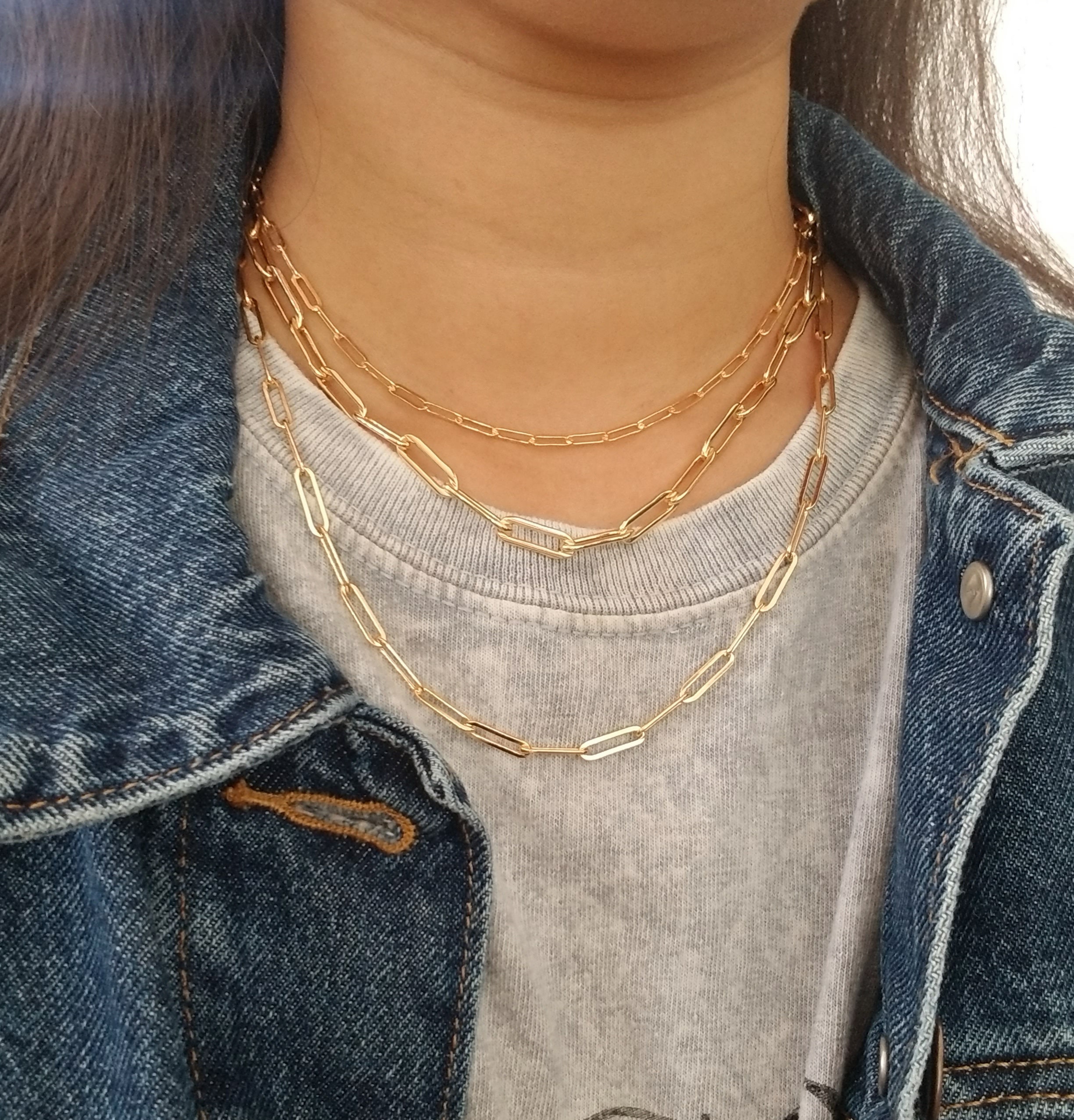  Flowers Choker Necklace Paper Clip Necklace Gold Necklace Chain  for Women and Teen Girl : Clothing, Shoes & Jewelry