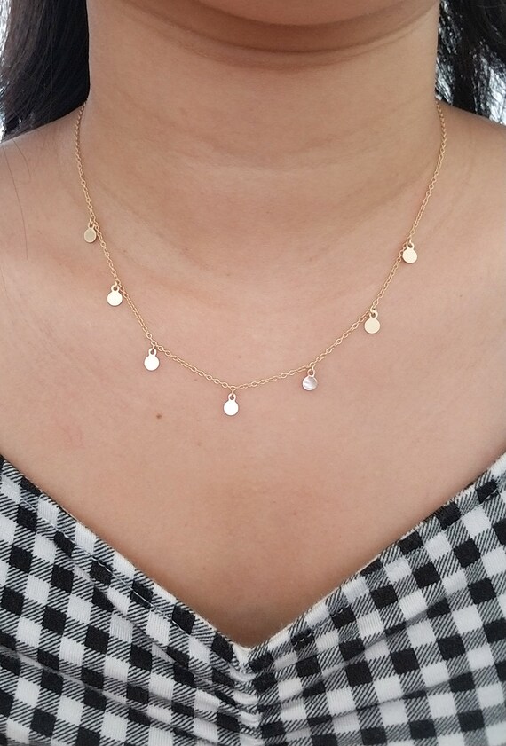 Flat disc shop necklace