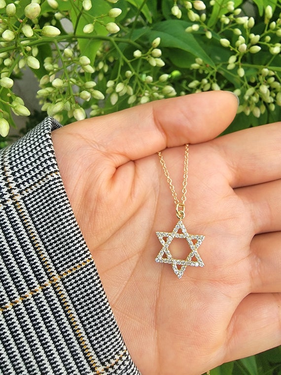 Buy Diamond Star of David Pendant Necklace 14K Gold / Jewish Star of David  Online in India - Etsy