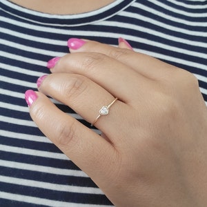 Heart Shaped Diamond Promise Ring 14K Gold /