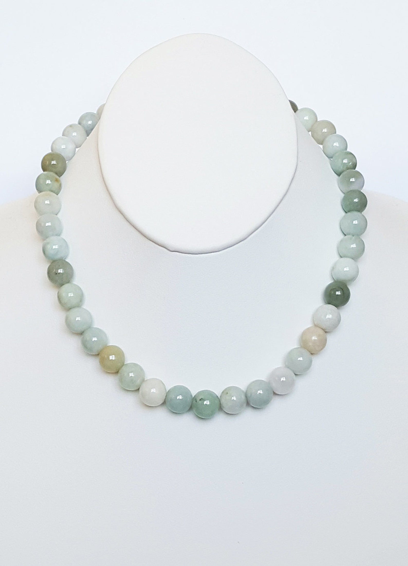 Jade Necklace With Sterling Silver Ball Clasp/lucky Jade Etsy