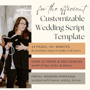 Wedding Officiant Ceremony Script - Fully Customizable - Fresh Modern Secular - Words for a Marriage Service - Handfasting included