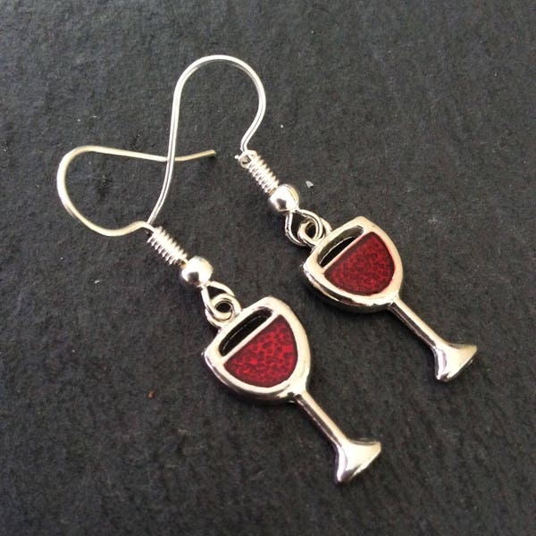 Red wine glass earrings / Wine Jewellery / Wine lover gift / quirky earrings / Christmas earrings / fun earrings / quirky jewellery
