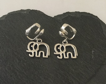 Elephant clip on earrings / elephant jewellery / elephant gift / wildlife jewellery / animal clip on earrings / animal jewellery