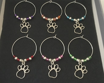 Ciondoli per calici da vino a forma di zampa: regalo per gli amanti degli animali, set da 6