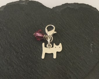Cat clip on charm / cat zipper pull / cat jewellery / cat lover gift / pet jewellery / animal clip on charm / animal zipper pull