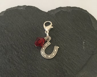 Horseshoe clip on charm / horseshoe zipper pull / horseshoe gift / good luck gift / horse lover gift / animal lover gift