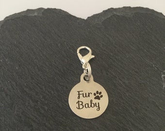 Fur Baby Pet Collar Charm: Stainless Steel Dog/Cat Tag
