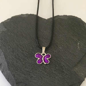 Purple Butterfly Necklace: Enamel Animal Jewelry