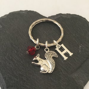 Squirrel initial keyring / squirrel keychain/ squirrel gift / personalised keyring / personalised gift / animal keyring / animal lover gift