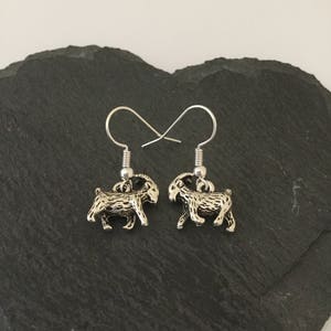 Zinc Alloy Goat Earrings, Animal Lover Gift, Hypoallergenic Fish Hooks