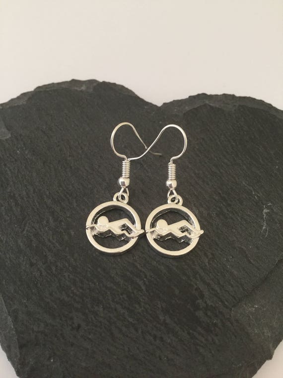 Swimming earrings / swimming jewellery / swimmers gift / Etsy
