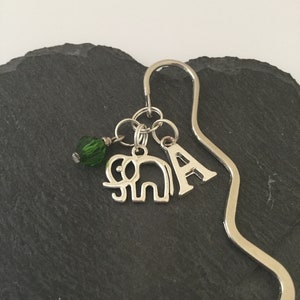 Elephant initial bookmark / animal bookmark / personalised bookmark / personalised gift / reading accessories / book lover gift
