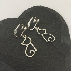 Boucles d'oreilles clip chat / bijoux chat / cadeau chat / boucles d'oreilles clip animal / bijoux animaux / cadeau pour amoureux des animaux / non piercing image 2