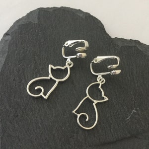 Boucles d'oreilles clip chat / bijoux chat / cadeau chat / boucles d'oreilles clip animal / bijoux animaux / cadeau pour amoureux des animaux / non piercing image 3