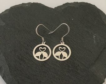 Sterling silver flamingo earrings /  flamingo jewellery / bird jewellery  / animal jewellery / animal lover gift