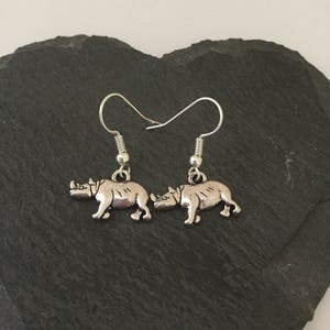 Rhino earrings / Rhino jewellery / animal earrings / animal jewellery / animal lover gift image 1