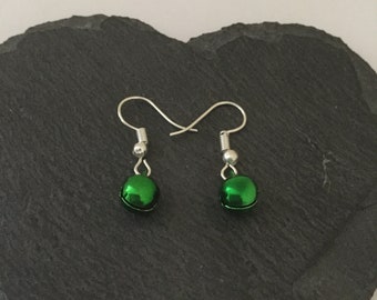 Green jingle bells earrings / Christmas earrings / Christmas jewellery / Christmas gift / stocking fillers / secret santa gift