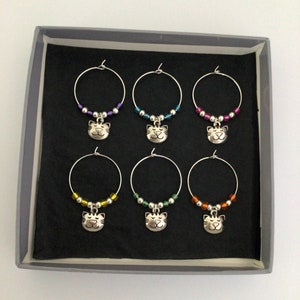 Cat wine glass charm set / animal wine glass charm set / wine charm set / cat lover gift / cat owner gift / animal lover gift / cat gift