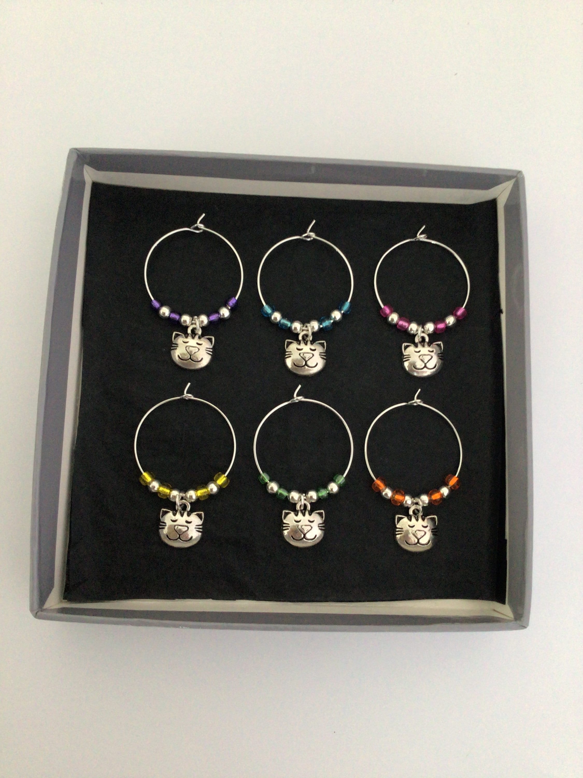Cat Wine Glass Charm Set / Animal Wine Glass Charm Set / Wine Etsy