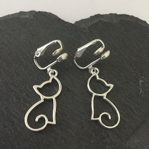 Boucles d'oreilles clip chat / bijoux chat / cadeau chat / boucles d'oreilles clip animal / bijoux animaux / cadeau pour amoureux des animaux / non piercing image 4