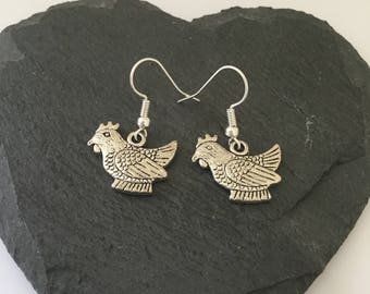 Chicken earrings / chicken jewellery/ animal earrings / animal jewellery / animal lover gift