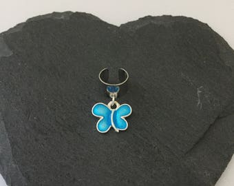 Blue butterfly ear cuff / animal ear cuff / ear cuff / non piercing / butterfly gift / butterfly jewellery / animal lover gift