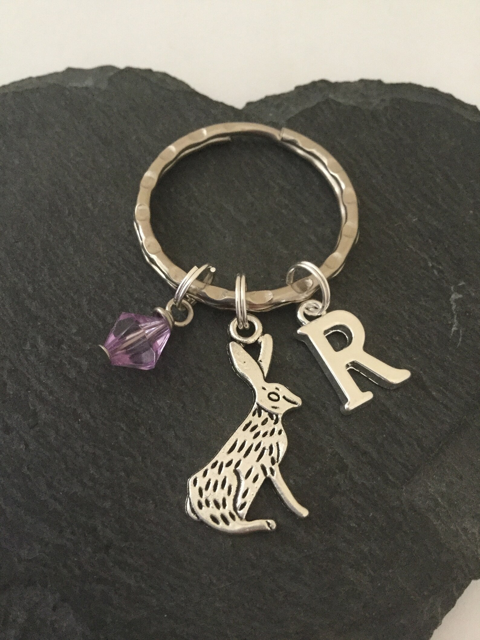 Rabbit initial keyring / rabbit keychain / rabbit gift / | Etsy
