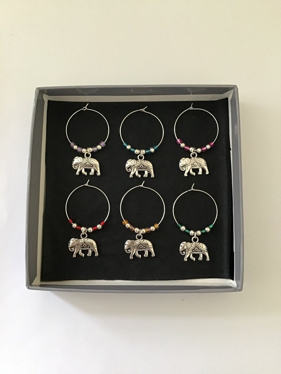 Elephant Wine Glass Charm Set Animal Wine Charms Wine Glass