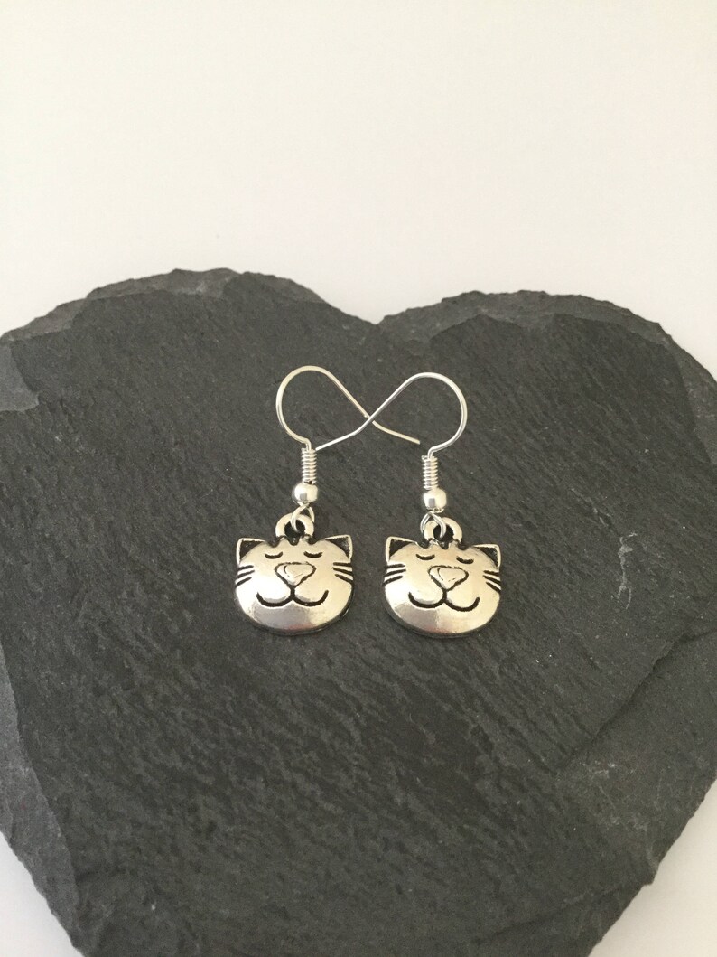 Cat earrings / cat jewellery / cat lover gift / cat owner gift / pet jewellery / animal jewellery / animal lover gift image 1