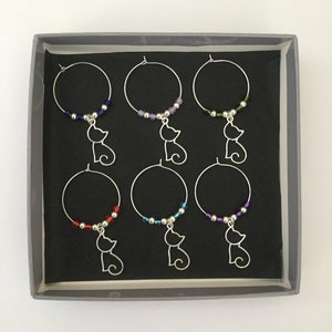Cat wine glass charm set / animal wine glass charms / wine charms / table decor / hostess gift / cat lover gift / animal lover gift