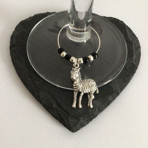 Zebra Wine Glass Charm: Silver Animal Lover Gift