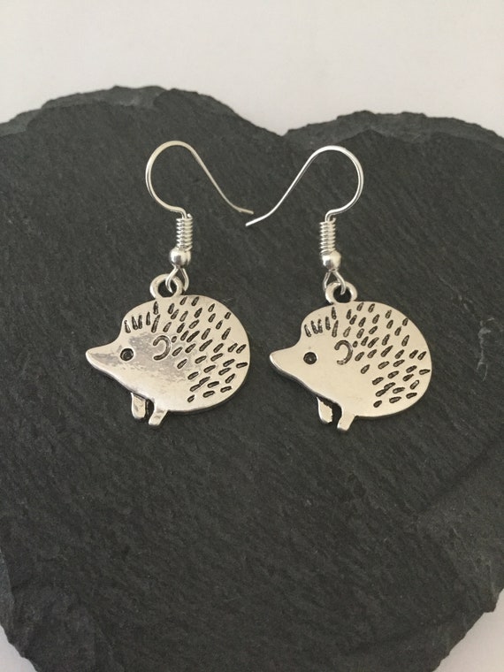 Hedgehog Earrings / Hedgehog Jewellery / Hedgehog Gift / Wildlife Earrings  / Wildlife Jewellery / Animal Earrings / Animal Jewellery -  UK