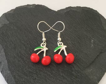 Cherry earrings / cherry jewellery / fruit jewellery / foodies earrings / quirky earrings / quirky jewellery