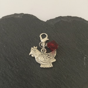 Chicken clip on charm / chicken zipper pull / chicken charm clip / bird gift / animal zipper pull / animal charm clip / animal lover gift