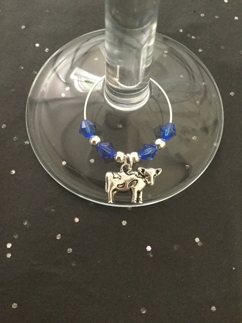 Cow wine glass charm animal wine glass charms wine charms wine glass decor animal lover gift wine lover gift