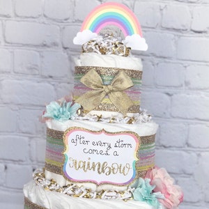 rainbow baby diaper cake