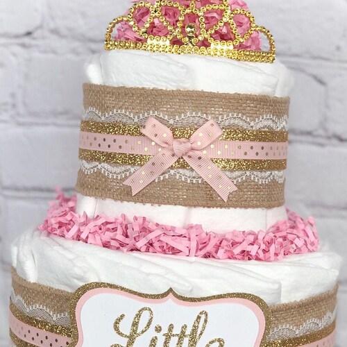 Shabby Chic Princess Diaper Cake Baby Shower Centerpiece Etsy